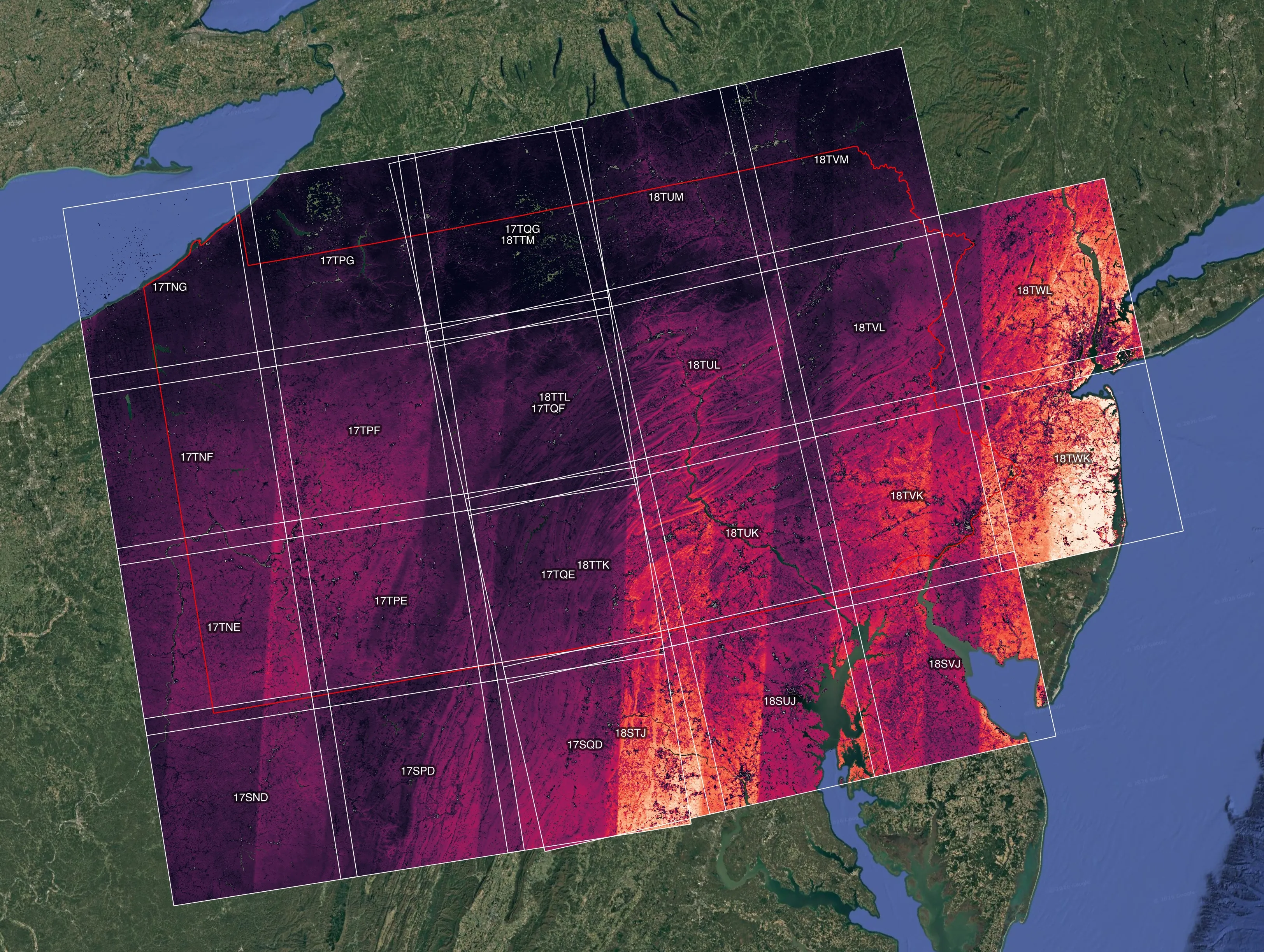 Map of valid NDVI observation counts across Pennsylvania