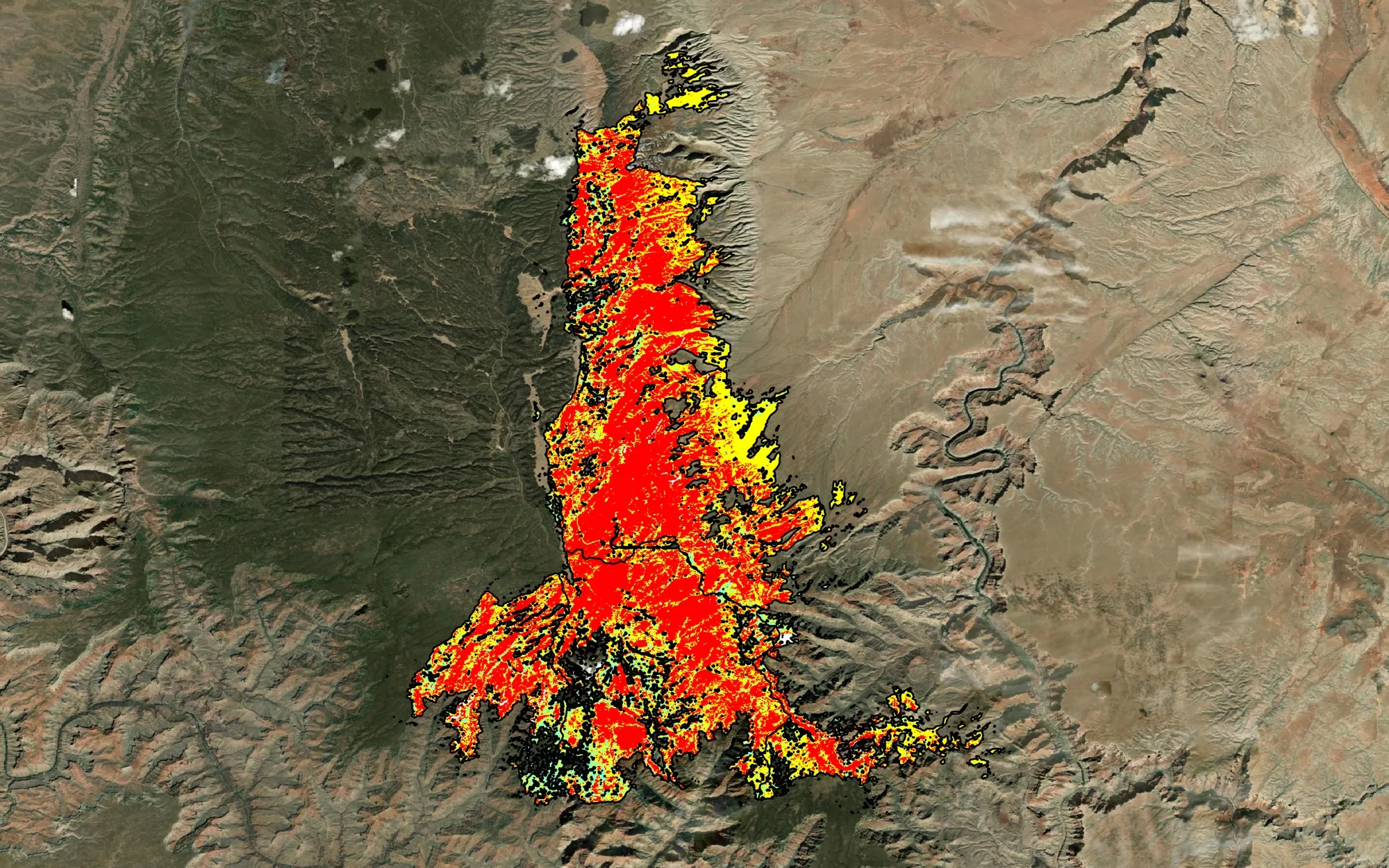 Initial burn severity assessment of the Dragon Bravo Fire, with large areas of high severity