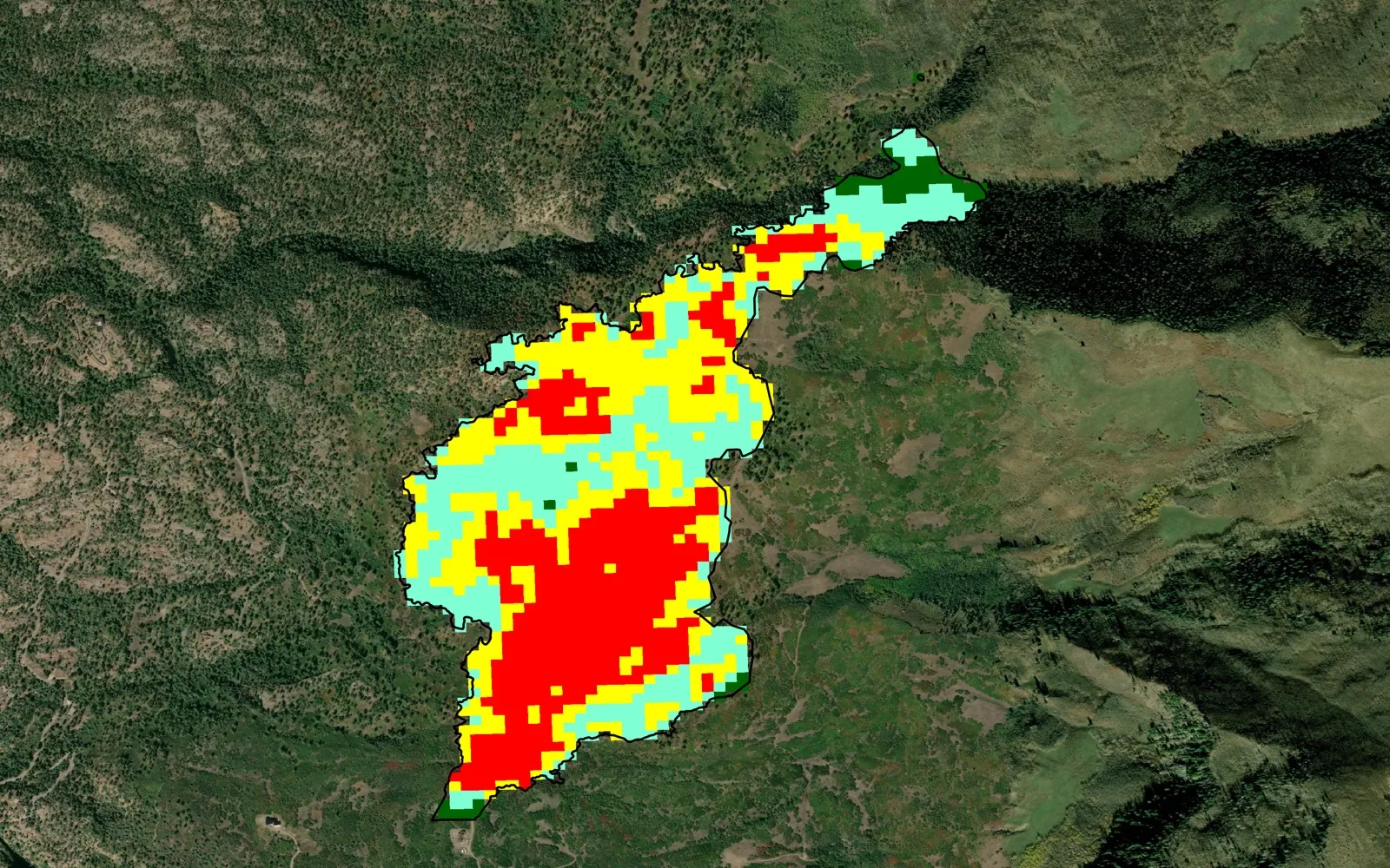 Burn severity map of the small 2025 Elkhorn Fire in Colorado