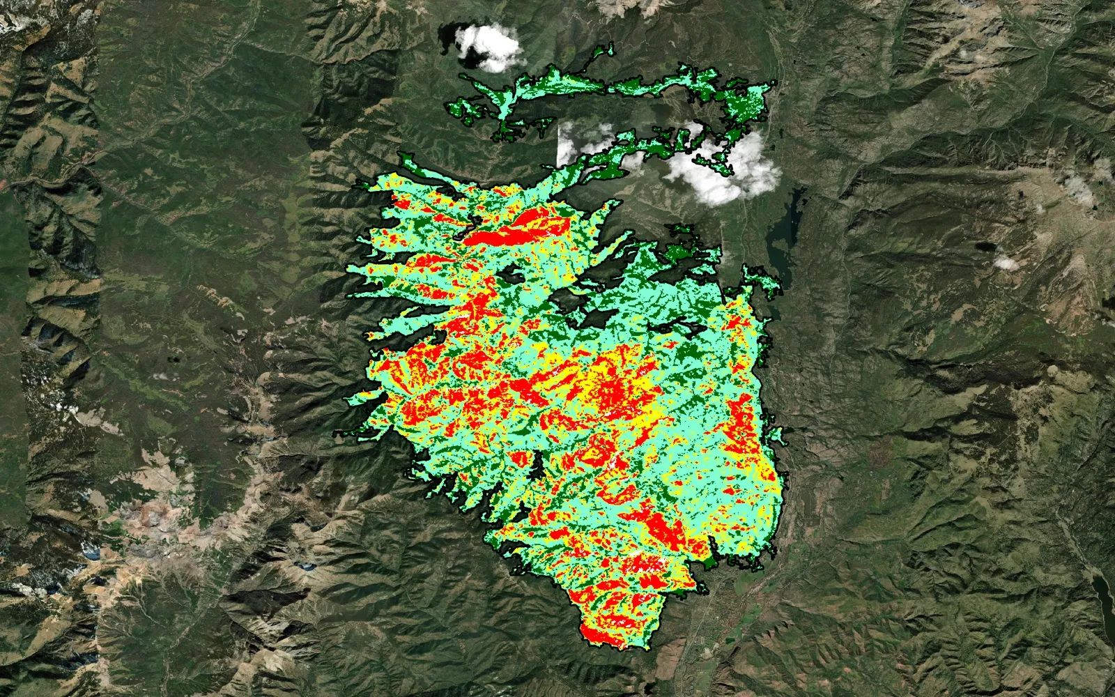 Burn severity map of the 2018 416 Fire in Colorado