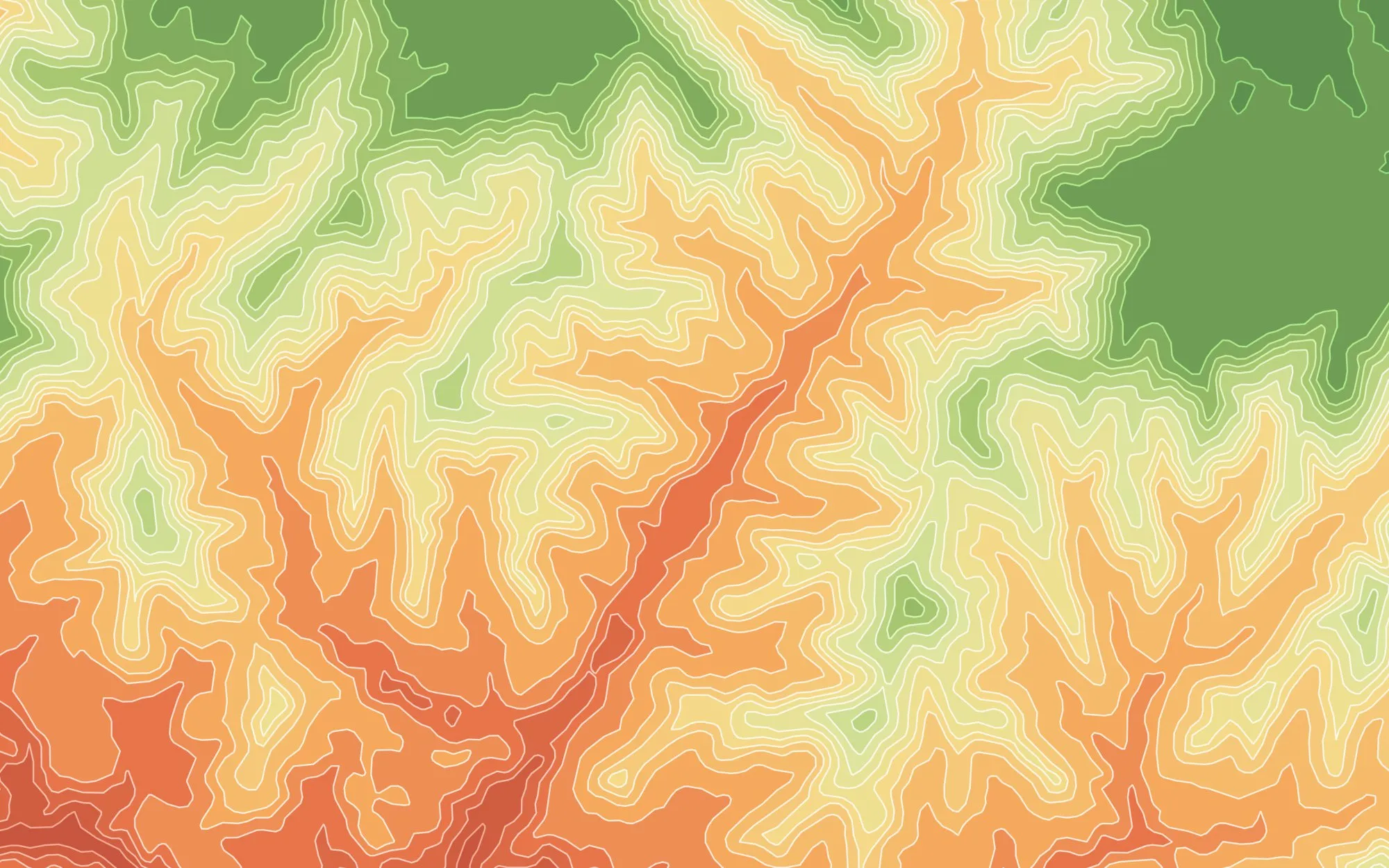 Flat colored elevation bands with pale outlines, before any lift or shading