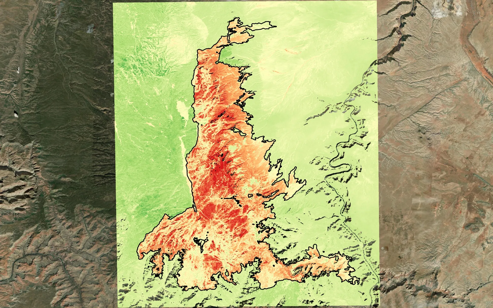Differenced Normalized Burn Ratio, red where the change was greatest