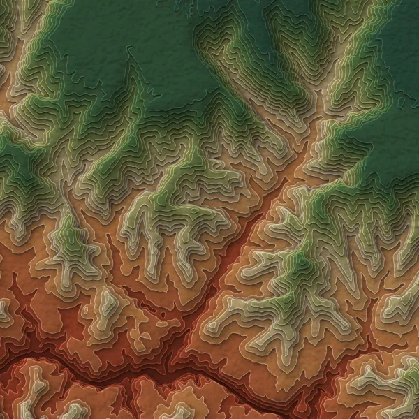 Stacked terrain of Bright Angel Canyon with the Grand Canyon ramp