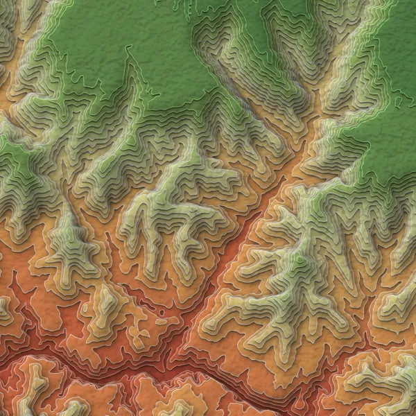 Stacked terrain of Bright Angel Canyon with the Grand Canyon Light ramp