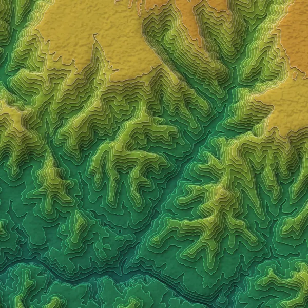 Stacked terrain of Bright Angel Canyon with the Teal-Orange ramp