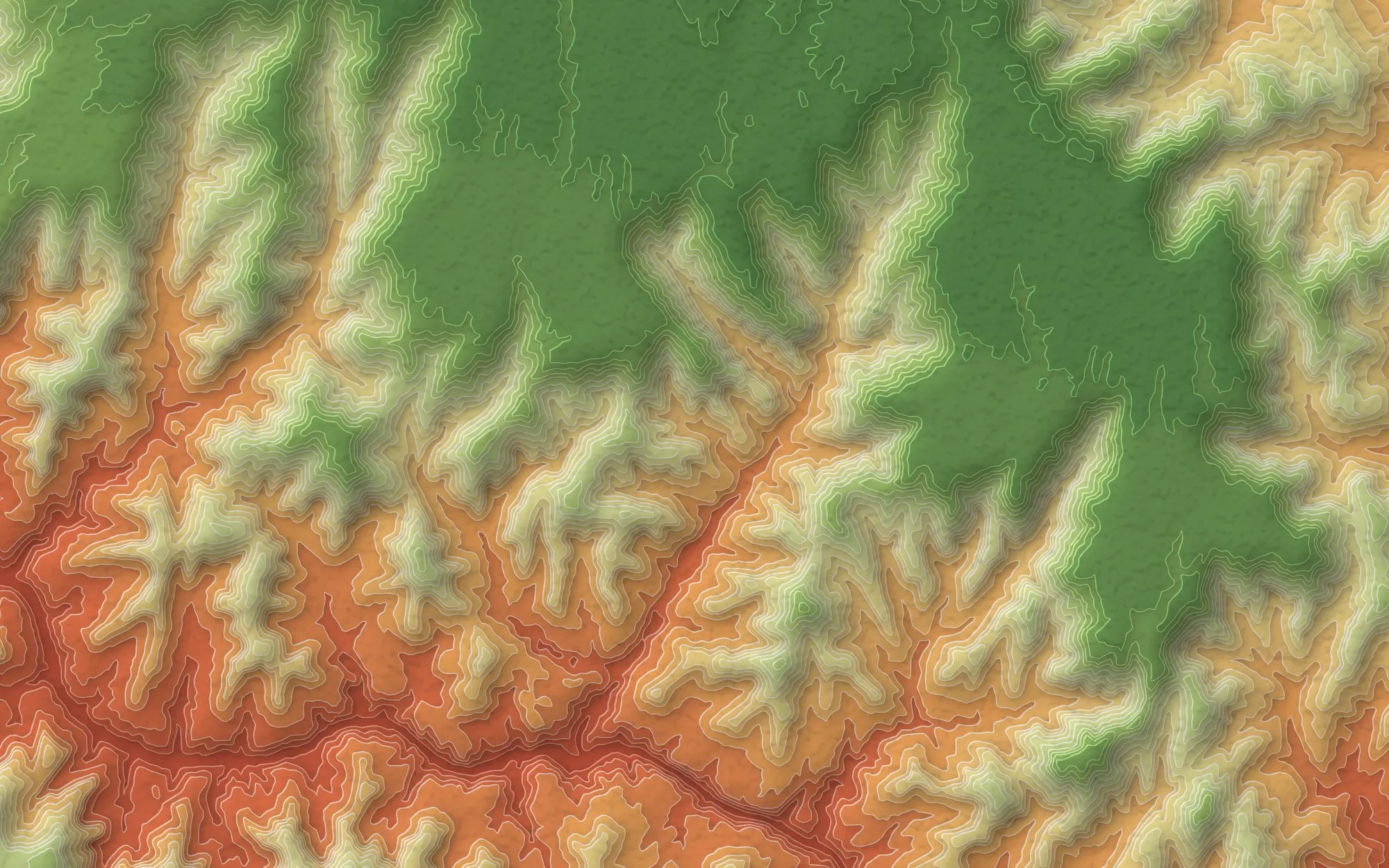 Nadir stacked terrain of the same area, slabs in place with soft shadows